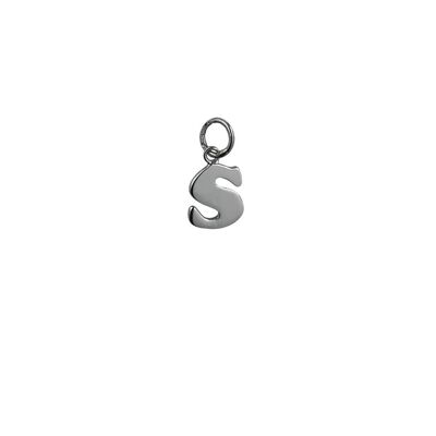 Silver 11x9mm plain Initial S Pendant or Charm