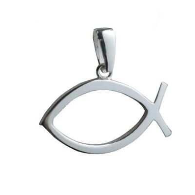 Silver 19x35mm Christian fish symbol Pendant with bail