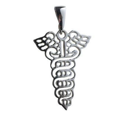 Silver 35x25mm Pierced Medical emblem Pendent with bail