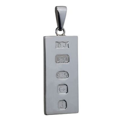 Silver 30x15mm Display Hallmark 1/2oz Ingot Pendant with bail