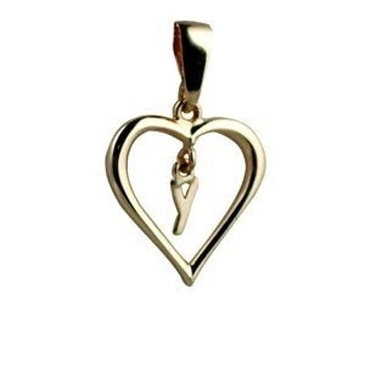 9ct 18x18mm heart with a hanging Initial 'Y' with bail