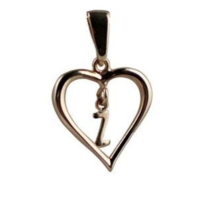 9ct 18x18mm heart with a hanging Initial 'Z' with bail