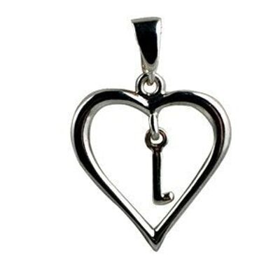 Silver 18x18mm heart with a hanging Initial 'L' with bail
