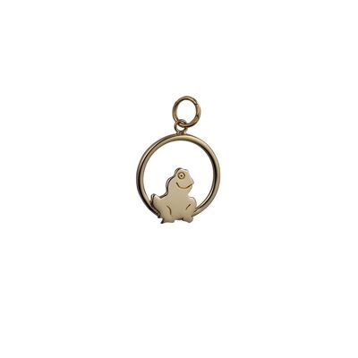 9ct 18x19mm Frog in a circle Pendant or Charm