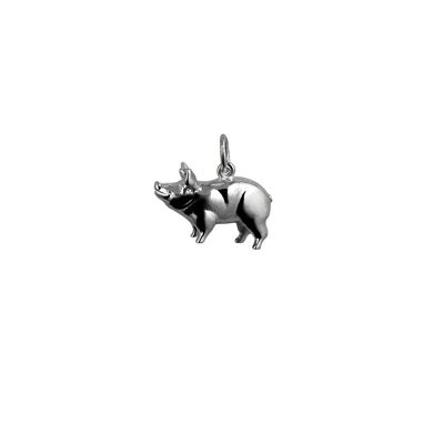 Silver 20x13mm standing Pig Pendant or Charm