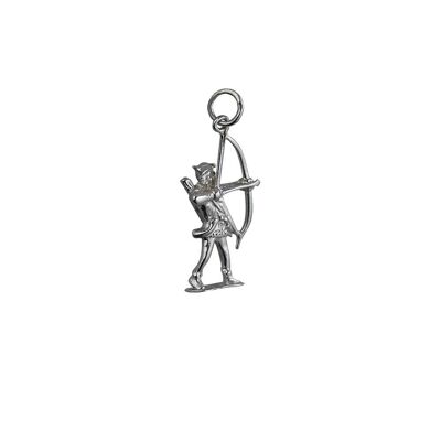 Silver 14x26mm Robin Hood with bow and arrows Pendant or Charm
