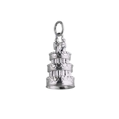 Silver 11x19mm 3 tier Wedding Cake Pendant or Charm
