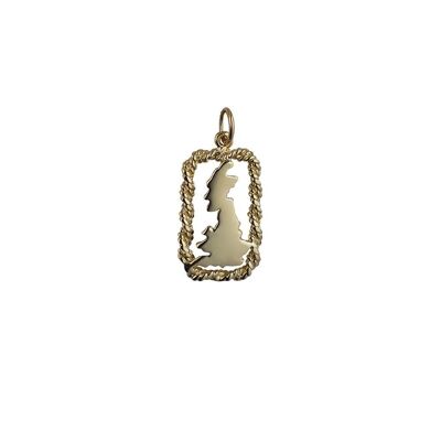 9ct 23x14mm map of the British Isles in a frame Pendant or Charm