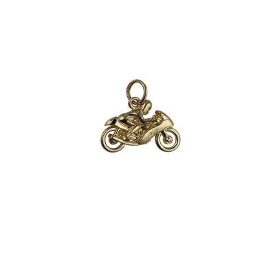 9ct 20x14mm Motorbike and Rider Pendant or Charm