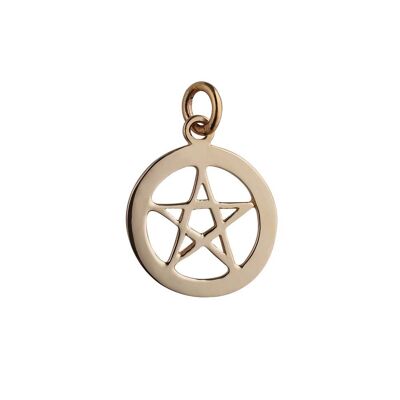 9ct 19mm plain Pentangle in a circle Pendant or Charm