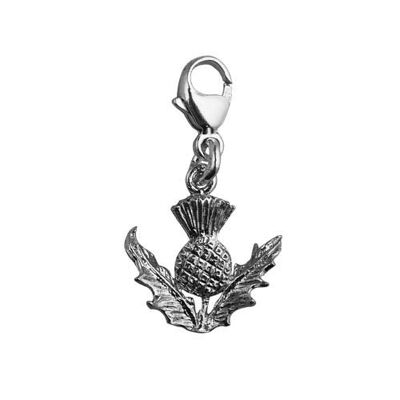 Silver 15mm Scotish Thistle Charm with a lobster catch