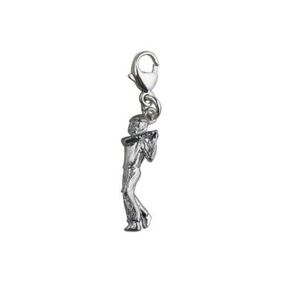 Silver 20x6mm Male Golfer Charm with a lobster catch