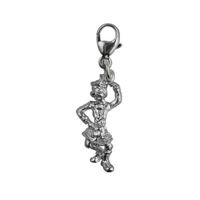 Silver 19x9mm Scottish Dancer Charm with a lobster catch
