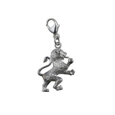 Silver 19x15mm Rampant Lion Charm with a lobster catch