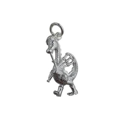 Silver 27x15mm Nessie with Bagpipes Pendant or Charm