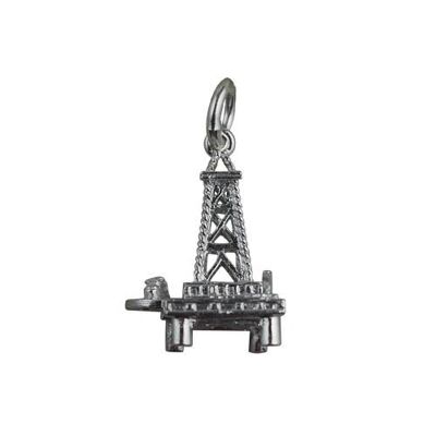 Silver 20x15mm Oil Rig Pendant or Charm
