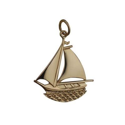 9ct 25x24mm Ship in Circle Pendant or Charm