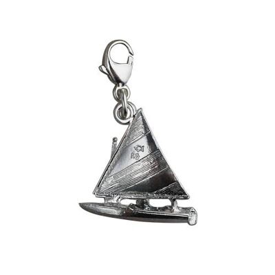 Silver 17x18mm Yacht with Sailor Charm with a lobster catch