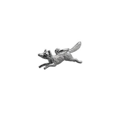 Silver 8x23mm running Fox Pendant or Charm