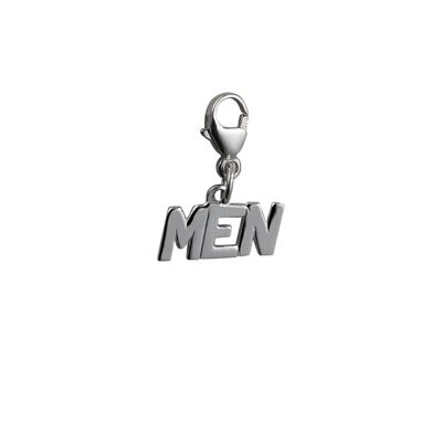 Silver 6x8mm 'Men' Charm with a lobster catch