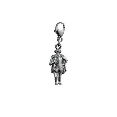 Silver 17x9mm William Shakespeare Charm on a lobster trigger