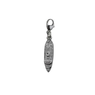 Silver 20x7mm Ocean Ship Liner Charm with a lobster catch