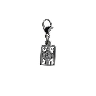 Silver 11x9mm King Playing Card Charm with a lobster catch