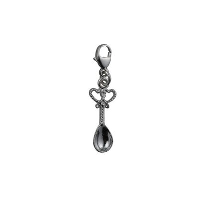 Silver 18x8mm Lovers Spoon Charm with a lobster catch