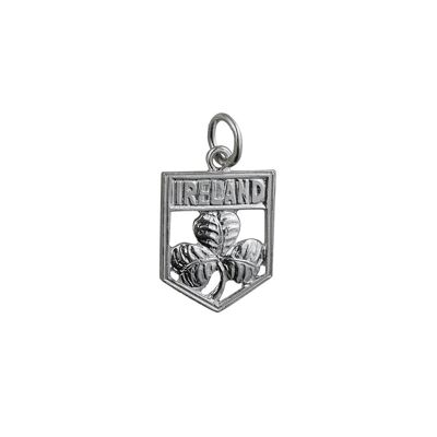 Silver 17x14mm Ireland Badge Pendant or Charm