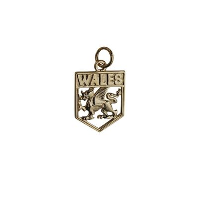 9ct 18x15mm Wales Badge Pendant or Charm