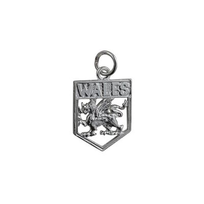 Silver 18x15mm Wales Badge Pendant or Charm