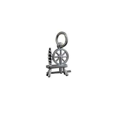 Silver 11x10mm Spinning Wheel Pendant or Charm