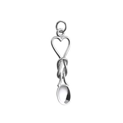 Silver 11x35mm Lovers Spoon Pendant or Charm