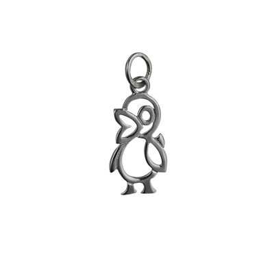 Silver 17x10mm pierced Duck Pendant or Charm