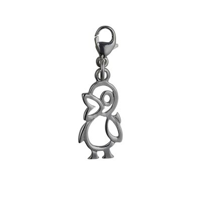 Silver 17x10mm pierced Duck Charm with a lobster catch