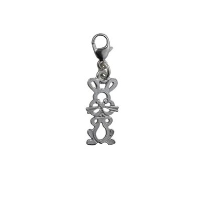 Silver 18x9mm pierced Rabbit Charm with a lobster catch
