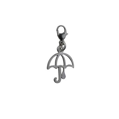 Silver 14x14mm pierced Umbrella with Raindrop Charm with a lobster catch