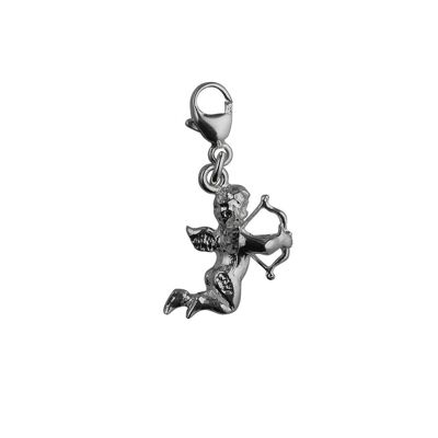 Silver 15x13mm solid Cupid Charm with a lobster catch