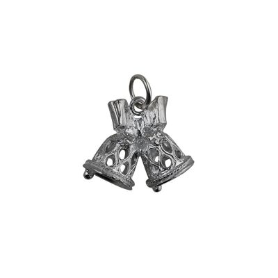 Silver 21x19mm Wedding Bells Pendant or Charm