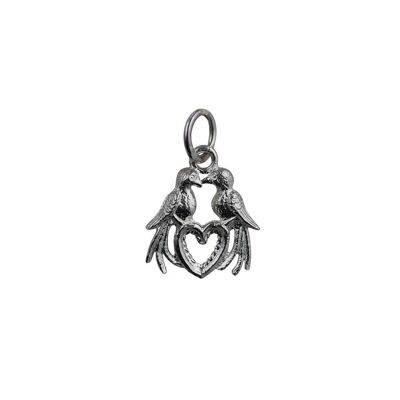 Silver 13x13mm Love Birds Pendant or Charm