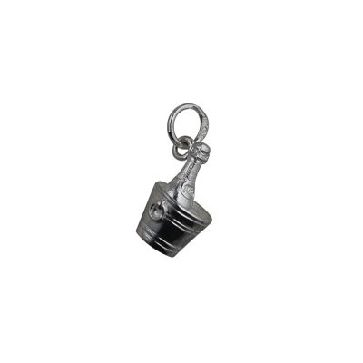 Silver 15x9mm Champagne in a Ice Bucket Pendant or Charm