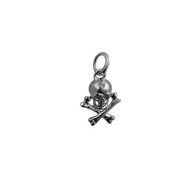 Silver 12x10mm Skull and Crossbones Pendant or Charm