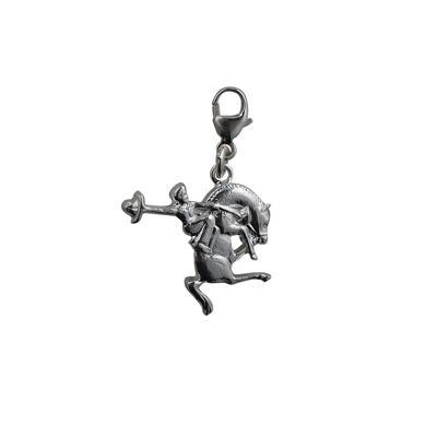 Silver 19x16mm Rodeo Charm with a lobster catch