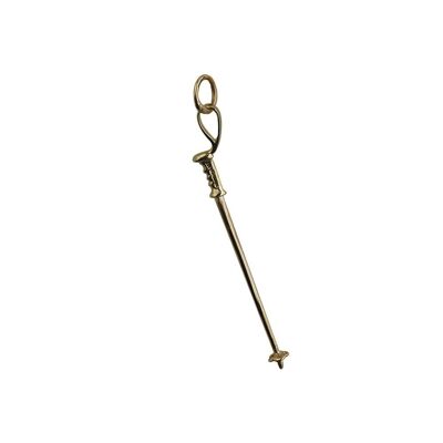 9ct 45x7mm Ski Pole Pendant or Charm