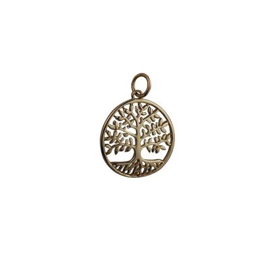 9ct 20mm round 1.5mm thick Tree of Life Pendant or Charm