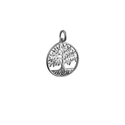 Silver 20mm round 1.5mm thick Tree of Life Pendant or Charm