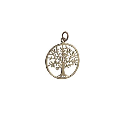 9ct 24mm round 1mm thick Tree of Life Pendant or Charm
