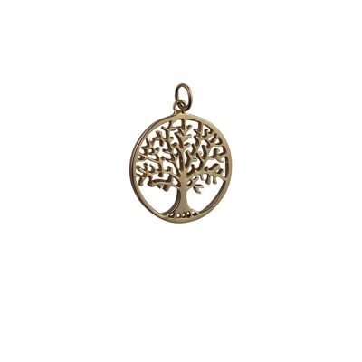 9ct 24mm round 1.7mm thick Tree of Life Pendant or Charm