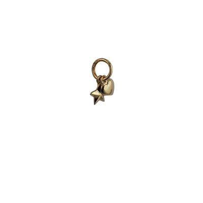 9ct Gold 6x5mm Heart and Star Pendant or Charm