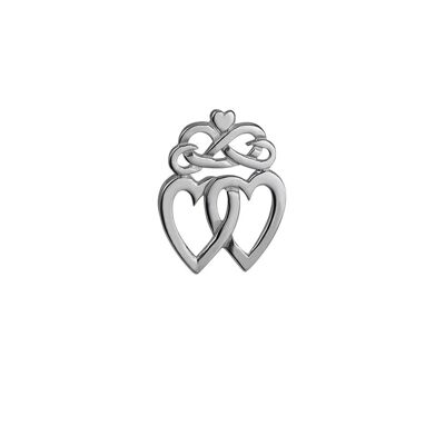 Silver 36x25mm Luckenbooth double Heart and Crown Pendant